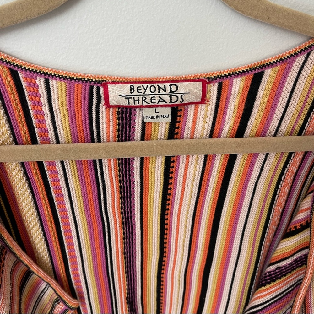 Beyond Threads Multicolor Striped Sweater Open Ca… - image 3